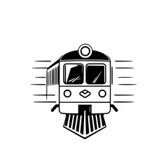 Naklejka premium Vector illustration of a stylized train speeding along a line of movement, displayed in black and white.