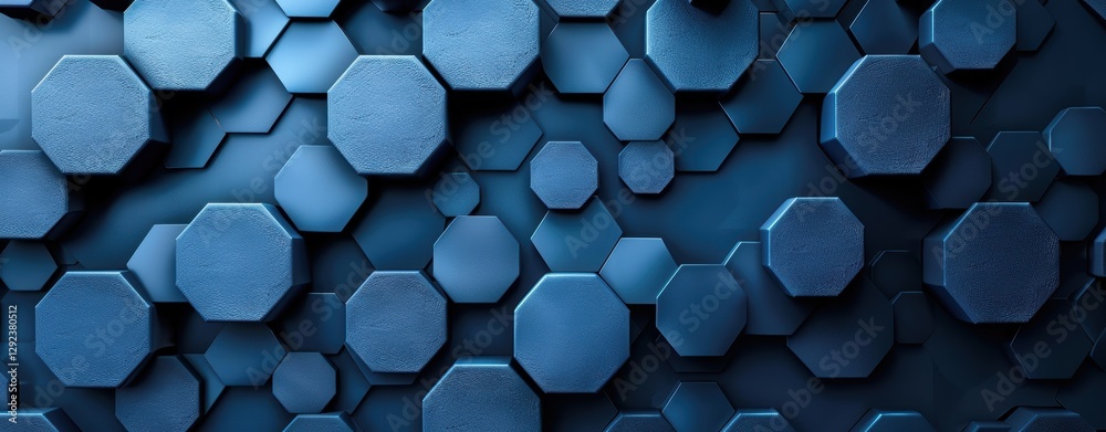 Poster Abstract Blue Hexagon Pattern Background Texture