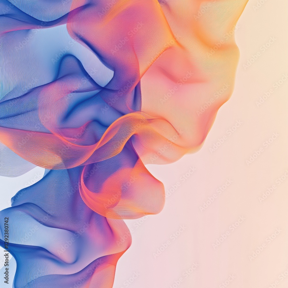 Poster Colorful abstract waves blend seamlessly in a captivating digital design showcasing fluid motion and harmony. Generative AI