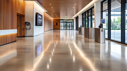 Modern ev charging station indoor architectural photography in a clean environment
