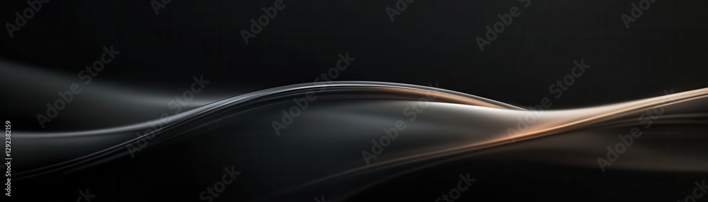Poster Abstract Dark Background with Metallic Waves and Subtle Light Effects