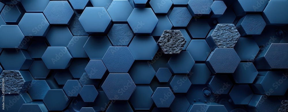 Poster abstract dark blue hexagonal geometric pattern texture background