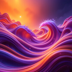 abstract colorful background with waves. Grain texture effect, red orange purple blurred wave on dark, abstract colors gradient background, copy space