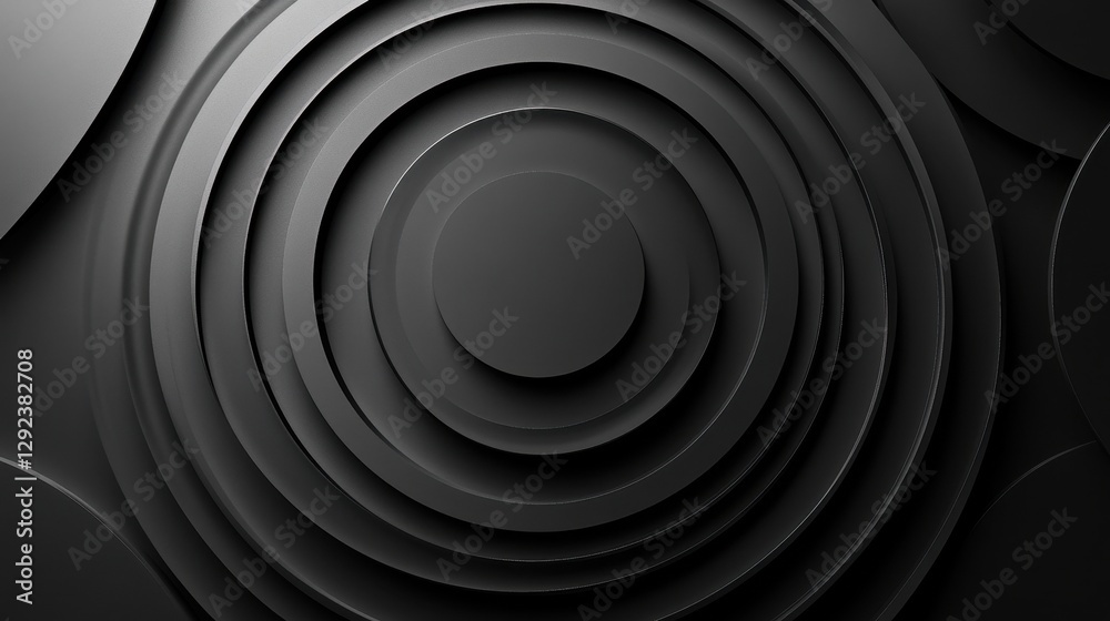 Aufkleber abstract dark grey circular background with layered circles and depth