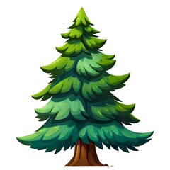 Fototapeta premium Vibrant Cartoon Pine Tree Illustration - Forest Evergreen Asset