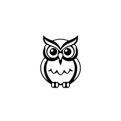 A Simple, Minimalist Black and White Owl Illustration on a Plain White Background.