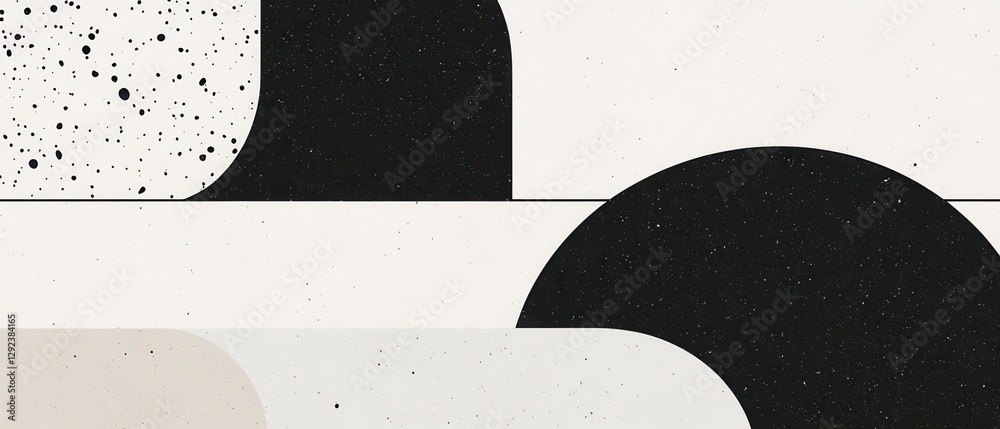 Aufkleber abstract geometric composition with black and white circles and subtle texture