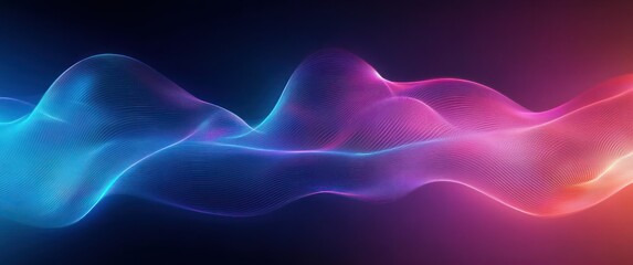 Fototapeta premium Dynamic Futuristic Digital Abstract Waves and Particles in Dark Blue Technology Background