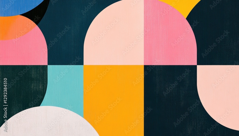 Poster abstract geometric pattern with colorful circles and semicircles