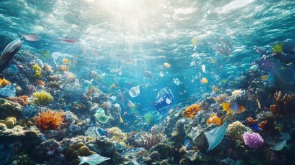 Fototapeta premium Reducing plastic waste global initiatives environmental impact and community engagement