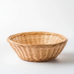 Empty wicker bowl on white background (1)