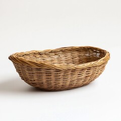 Obraz premium Oval Wicker Basket on White Background