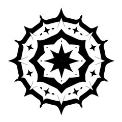 Starry Black and White: A symmetrical mandala in black and white.