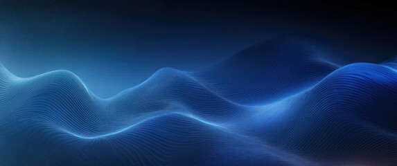 Obraz premium Abstract Digital Technology Design with Blue Waves and Luminescent Lighting for Modern Graphic Templates