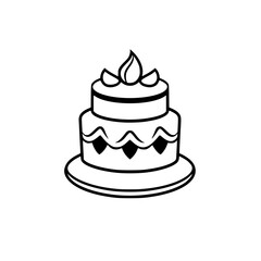 Two-Tiered Cake Illustration: A Black and White Illustration of a layered cake with ornate, unique design.