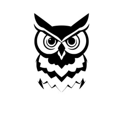 A black and white owl logo that features large eyes and a sharp beak.