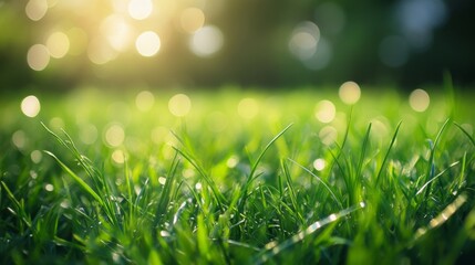 Obraz premium Capturing nature's beauty serene bokeh of bright green grass landscape photography tranquil environment close-up refreshing concept