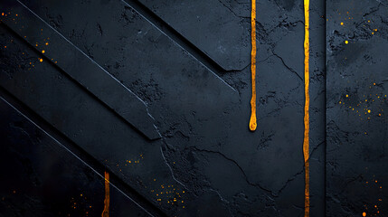 Slate and Amber Minimalist Brushstroke Art with Streaked Halftone Lines and Grunge Drips for Dynamic Wallpaper
