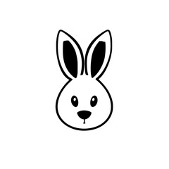 Fototapeta premium A minimalist black and white illustration of a rabbit, depicted as a simple, symmetric and friendly cartoon.