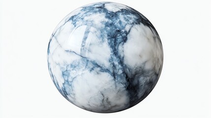 Obraz premium A beautifully detailed marble sphere featuring a mix of white and blue hues, showcasing intricate veining patterns for an elegant appearance.