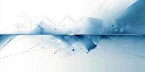Futuristic Technology Abstract Background Minimalist Soft Blue White Digital Art Geometric Shapes Design