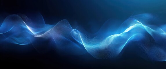 Obraz premium Dynamic Abstract Waves Flowing Mesh Particles Futuristic Digital Technology Network Background Illustration
