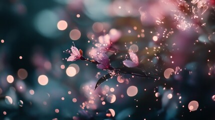 Creating soft pink bokeh lights studio digital art dreamy environment close-up view glittering concept