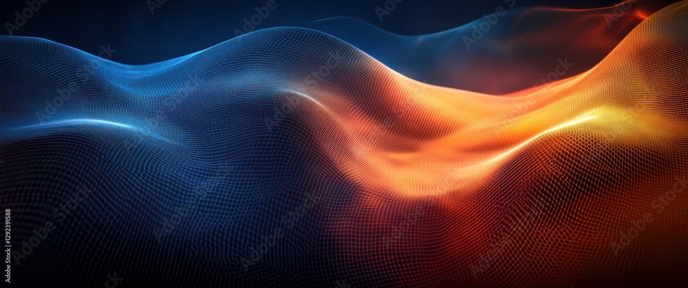 Poster futuristic abstract digital art gradient wave pattern with smooth curves and soft lighting