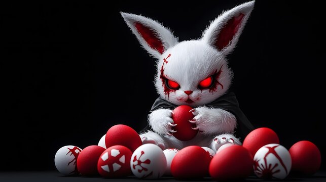 Unique gothic spring festival dark vampire bunny in digital art