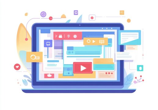 A digital marketing concept of online sales. The image is a laptop screen with multiple tabs open. One tab has a social media platform where a product is being promoted. Another tab has a blog post ab