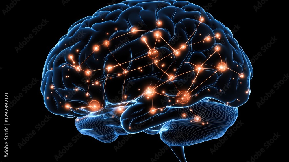 Poster holographic brain with advanced data links transmitting into a transparent, high-speed processor.
