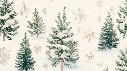 Soft watercolor pine trees scenic forest art illustration tranquil environment nature perspective delicate drift