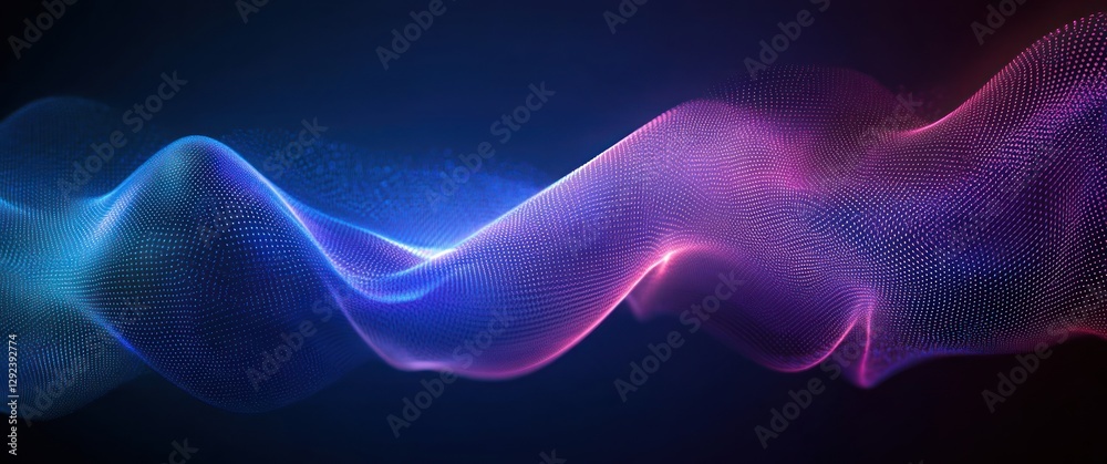 Poster dynamic abstract waves flowing mesh particles pattern digital background illustration