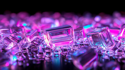 Futuristic neon led light matrix in vibrant geometric plastic design