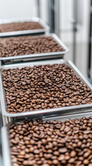 Freshly roasted coffee beans close up for café decor or coffee branding