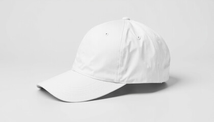 White baseball cap mockup, high resolution 3d rendering, close-up on white background