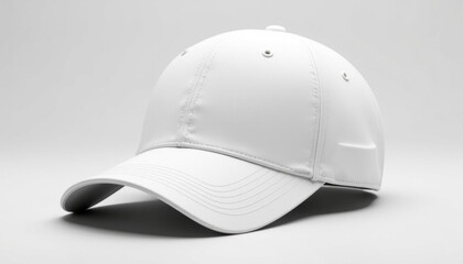 Fototapeta premium white sports baseball cap mockup, high resolution 3d rendering, close-up on grey background