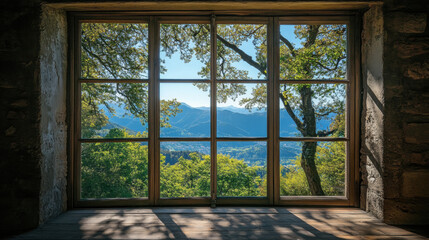 Fototapeta premium Mountain view windows beautiful ideas design decorating scenery landscape interior inspiration backdrop wallpaper background