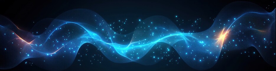 Fototapeta premium Digital Abstract Artwork Blue Light Flowing Waves Fractal Art Symmetrical Balance Innovation Technology Cyber Space Connection