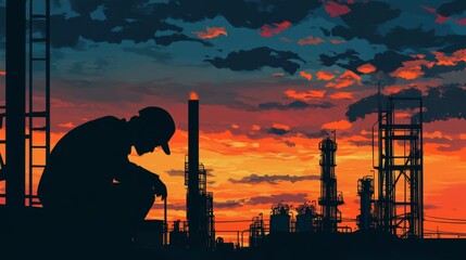 Technician examining equipment workshop photography industrial setting side view technical analysis