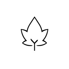 Clean outline of a black outline leaf on a white background.