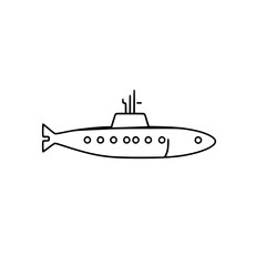 Submarine Outline: Minimalist, black and white illustration of a submarine.