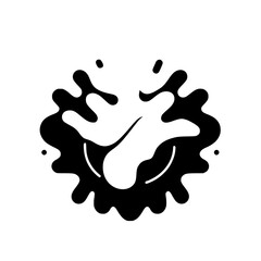 Abstract Black Splash on White: A minimalist design featuring organic shapes and a stylized smiley face