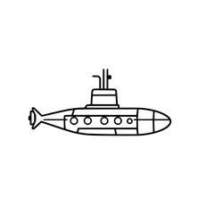 Obraz premium Submarine outline in a minimal and minimalistic style against a white background.
