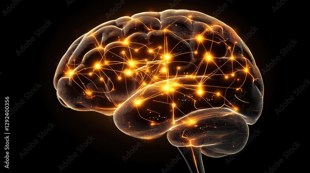 Poster neural circuits extending from a human brain into a glowing motherboard, symbolizing direct brain-co