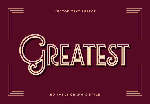 Red and Gold Art Deco Font Vintage Antique Text Effect