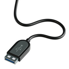 3D illustration of USB Cable. A detailed 3D icon representing computer peripherals. The design includes sleek lines, vibrant colors, and realistic textures. 3D Icon. Computer Setup.