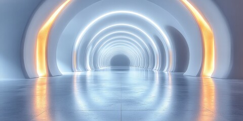 Fototapeta premium Futuristic Light Corridor Abstract Tunnel Modern Design 3D Rendering