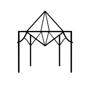recommend clip art: Black geometric minimalist architectural garden structure, simple design with minimalist lines.