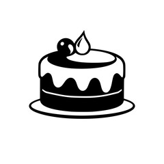 Delicious monochrome cake: illustration of a simple, modern, minimalist cake with simple, simple decoration.